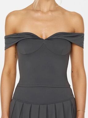 Nama Women's Off-Shoulder Bustier Top in Charcoal Gray